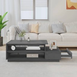 vidaXL Salontafel 120x50x40,5 cm massief grenenhout grijs