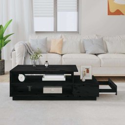 vidaXL Salontafel 120x50x40,5 cm massief grenenhout zwart