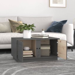 vidaXL Salontafel 80x50x40 cm massief grenenhout grijs