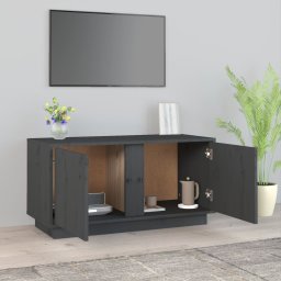 vidaXL Tv-meubel 80x35x40,5 cm massief grenenhout grijs