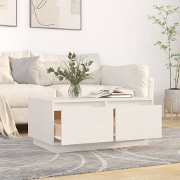 vidaXL Salontafel 80x50x35 cm massief grenenhout wit
