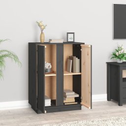 vidaXL Dressoir 60x35x80 cm massief grenenhout grijs