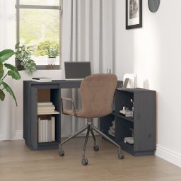 vidaXL Bureau 110x50x75 cm massief grenenhout grijs