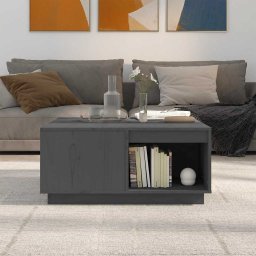vidaXL Salontafel 80x81x36,5 cm massief grenenhout grijs