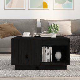 vidaXL Salontafel 60x61x32,5 cm massief grenenhout zwart
