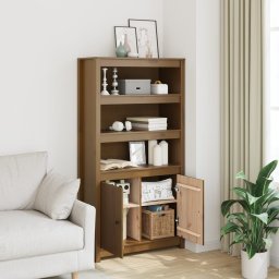 vidaXL Hoge kast 80x35x154 cm massief grenenhout honingbruin