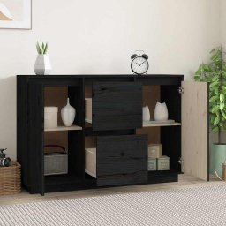 vidaXL Dressoir 111x34x75 cm massief grenenhout zwart