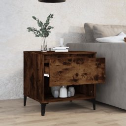 vidaXL Bijzettafel 50x46x50 cm bewerkt hout gerookt eikenkleurig
