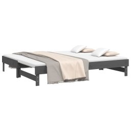 vidaXL Slaapbank uitschuifbaar massief grenenhout grijs 2x(90x200) cm