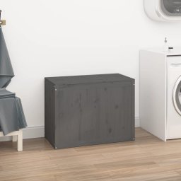 vidaXL Wasmand 88,5x44x66 cm massief grenenhout grijs