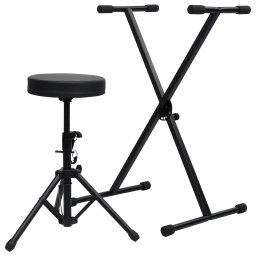 vidaXL Keyboardstandaard en -kruk zwart