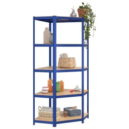 vidaXL Hoekrek 5-laags staal en bewerkt hout blauw