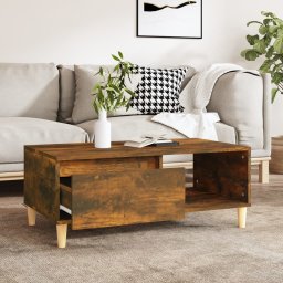 vidaXL Salontafel 90x50x36,5 cm bewerkt hout gerookt eikenkleurig