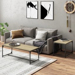 vidaXL Salontafels 2 st bewerkt hout sonoma eikenkleurig