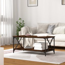 vidaXL Salontafel 100x50x45 cm bewerkt hout en ijzer gerookt eiken