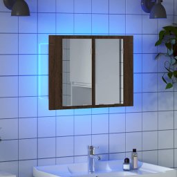 vidaXL Spiegelkast LED 60x12x45 cm bewerkt hout bruin eikenkleur