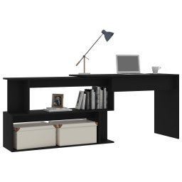 vidaXL Hoekbureau 200x50x76 cm bewerkt hout zwart
