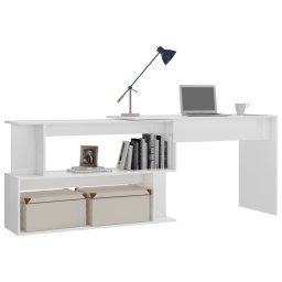 vidaXL Hoekbureau 200x50x76 cm bewerkt hout hoogglans wit