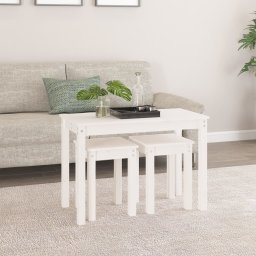 vidaXL Tafeltjesset 3 st massief grenenhout wit