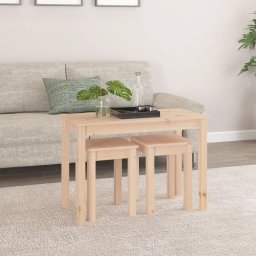 vidaXL Tafeltjesset 3 st massief grenenhout