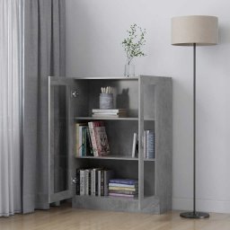 vidaXL Vitrinekast 82,5x30,5x115 cm bewerkt hout betongrijs