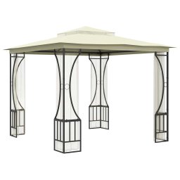 vidaXL Prieel met netten 300x300x265 cm crèmekleurig