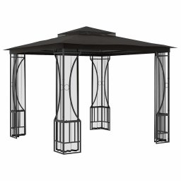 vidaXL Prieel met netten 300x300x265 cm antracietkleurig