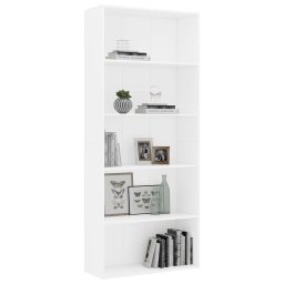 vidaXL Boekenkast met 5 schappen 80x30x189 cm bewerkt hout wit