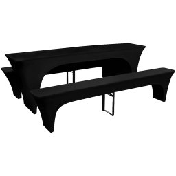 vidaXL Hoezen voor biertafel en banken stretch zwart 3 stuks 225 x 70 x 80 cm