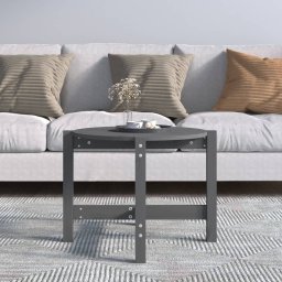 vidaXL Salontafel Ø 62,5x45 cm massief grenenhout grijs