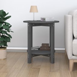 vidaXL Salontafel Ø 55x60 cm massief grenenhout grijs