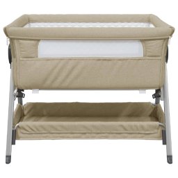 vidaXL Babybox met matras linnen taupe