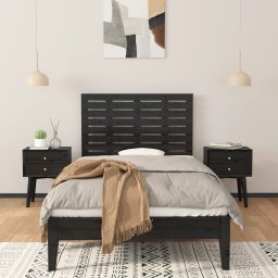vidaXL Hoofdbord wandmontage 96x3x63 cm massief grenenhout zwart