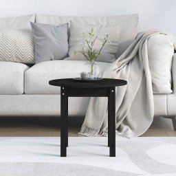 vidaXL Salontafel Ø 45x40 cm massief grenenhout zwart