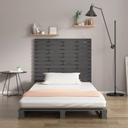 vidaXL Hoofdbord wandmontage 146x3x91,5 cm massief grenenhout grijs