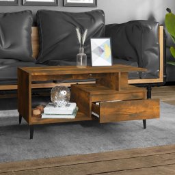 vidaXL Salontafel 90x49x45 cm bewerkt hout gerookt eikenkleurig