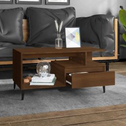 vidaXL Salontafel 90x49x45 cm bewerkt hout bruineiken
