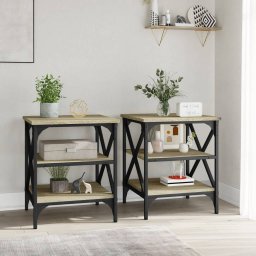 vidaXL Bijzettafels 2 st 40x42x50 cm bewerkt hout sonoma eikenkleurig