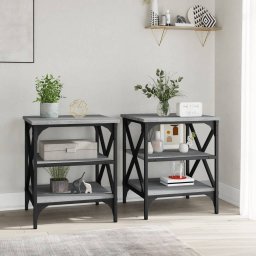 vidaXL Bijzettafels 2 st 40x42x50 cm bewerkt hout grijs sonoma eiken