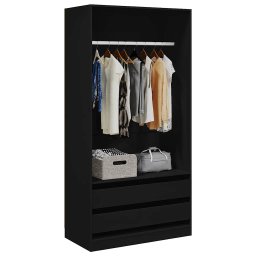 vidaXL Kledingkast 100x50x200 cm bewerkt hout zwart