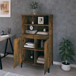 vidaXL Hoge kast Gerookt eiken 60 x 36 x 110 cm Bewerkt hout