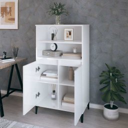 vidaXL Hoge kast Hoogglans Wit 60 x 36 x 110 cm Bewerkt hout