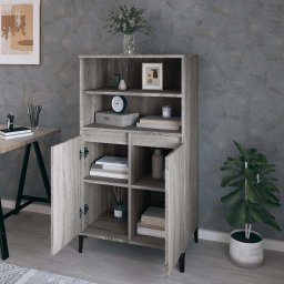 vidaXL Hoge kast Grijs Sonoma 60 x 36 x 110 cm Bewerkt hout