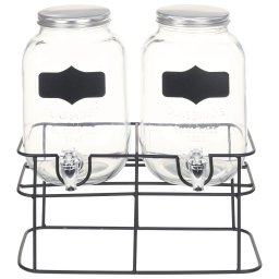 vidaXL Drankdispensers 2 st met standaard 2 x 4 L glas