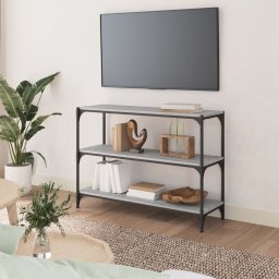 vidaXL Boekenkast 100x33x70,5 cm hout en staal grijs sonoma eikenkleur