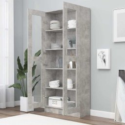 vidaXL Vitrinekast 82,5x30,5x185,5 cm bewerkt hout betongrijs