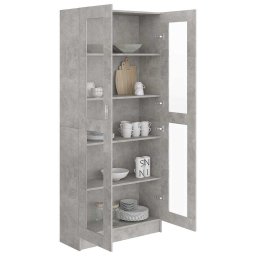 vidaXL Vitrinekast 82,5x30,5x185 cm bewerkt hout betongrijs