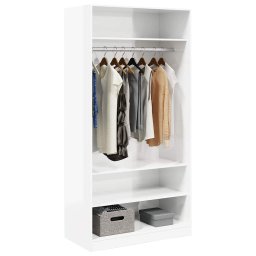 vidaXL Kledingkast 100x50x200 cm bewerkt hout hoogglans wit