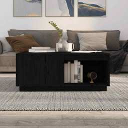 vidaXL Salontafel 100x101x40,5 cm massief grenenhout zwart