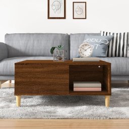 vidaXL Salontafel 80x80x36,5 cm bewerkt hout bruin eikenkleur